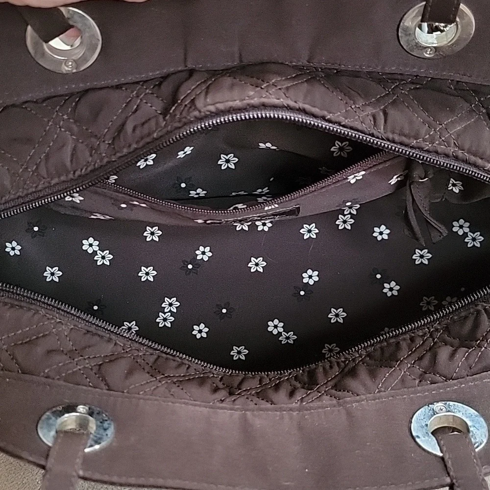 Vera Bradley Solid Brown Quilted Studded Doctor Stachel Shoulder Bag EUC